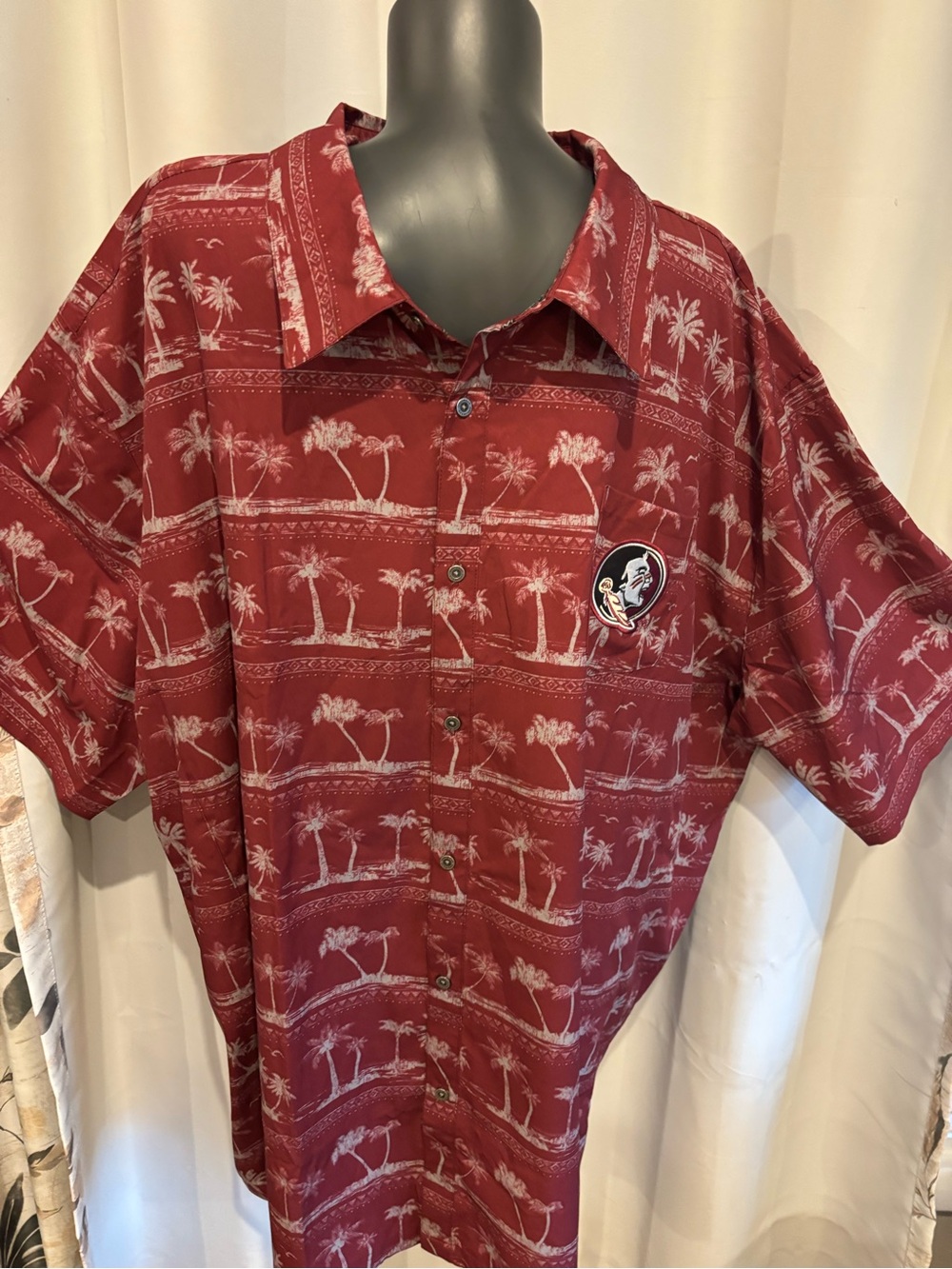 Florida State Seminoles Men's Red Palm-Print Button Down Shirt